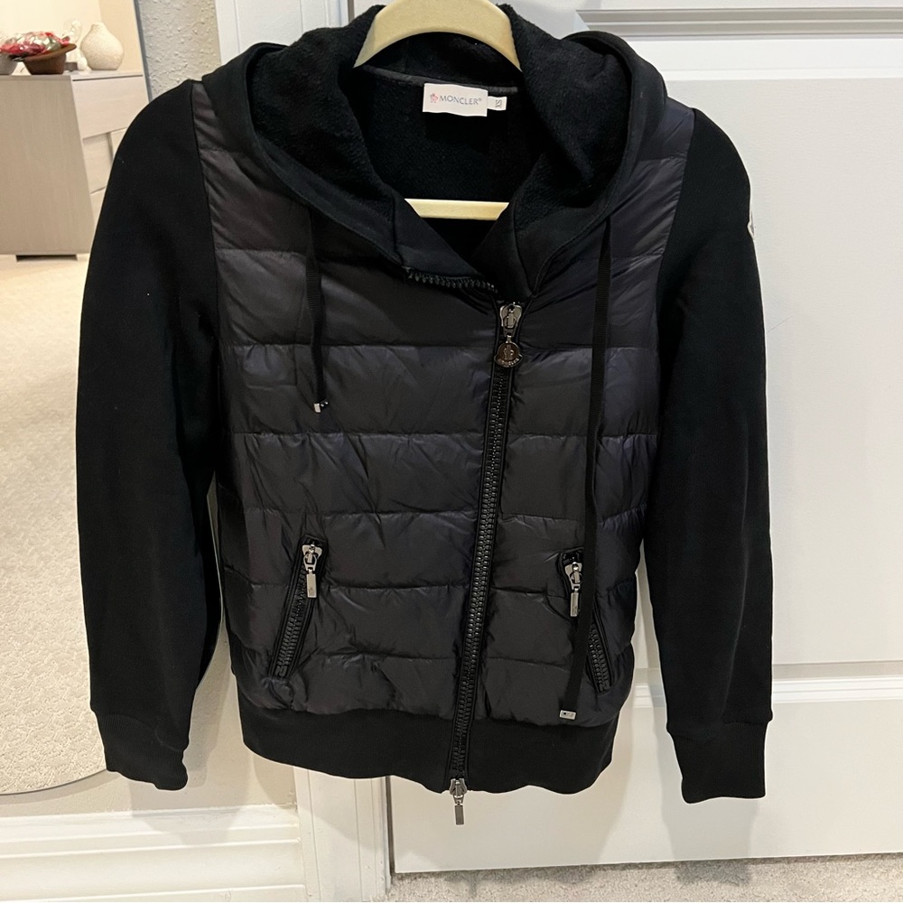 Moncler Black Puffer Jacket with Hoodie